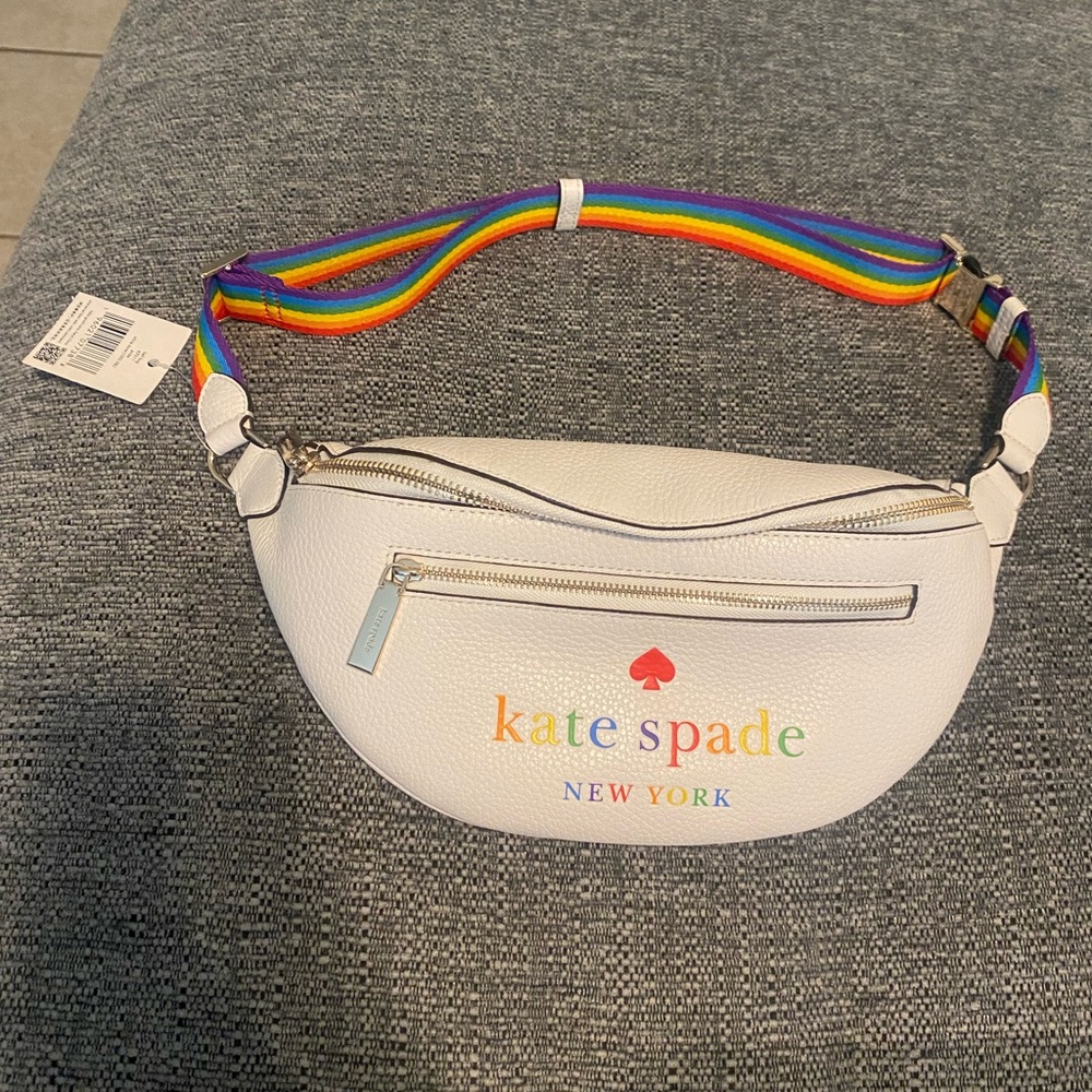 Kate Spade White Belt Bag with Multicolor Strap